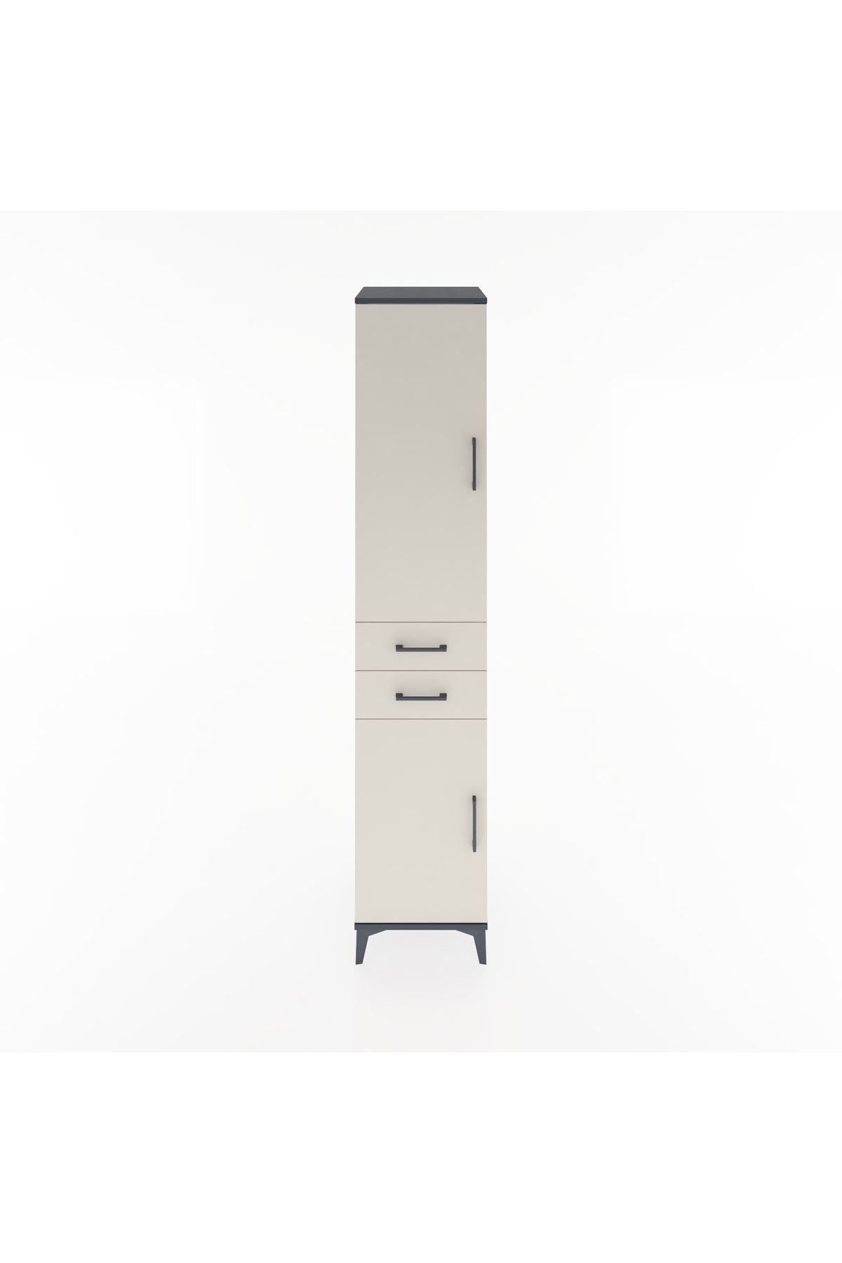 Hyperion Dolap 3 Raflı 2 Çekmeceli Tek Askılı 44x44x221 Antrasit-Aytaşı