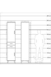 Hyperion Dolap 3 Raflı 2 Çekmeceli Tek Askılı 44x44x221 Antrasit-Aytaşı