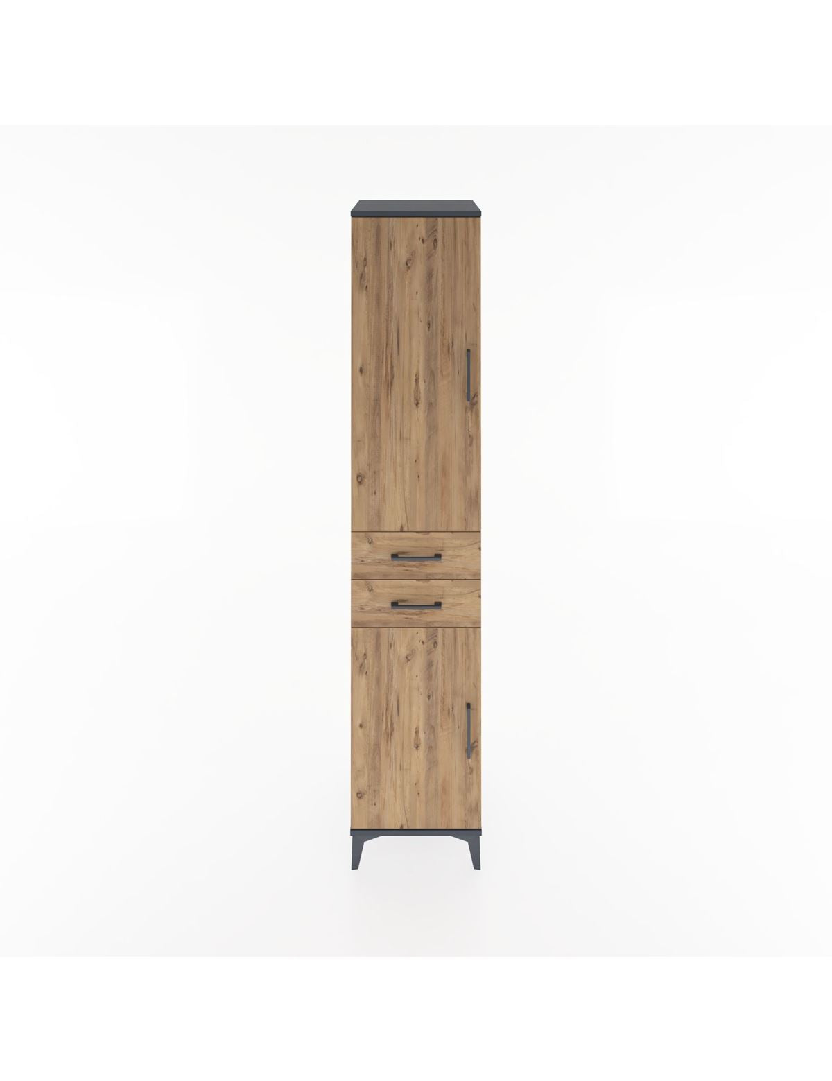 Hyperion Dolap 3 Raflı 2 Çekmeceli Tek Askılı 44x44x221 Antrasit-Çam