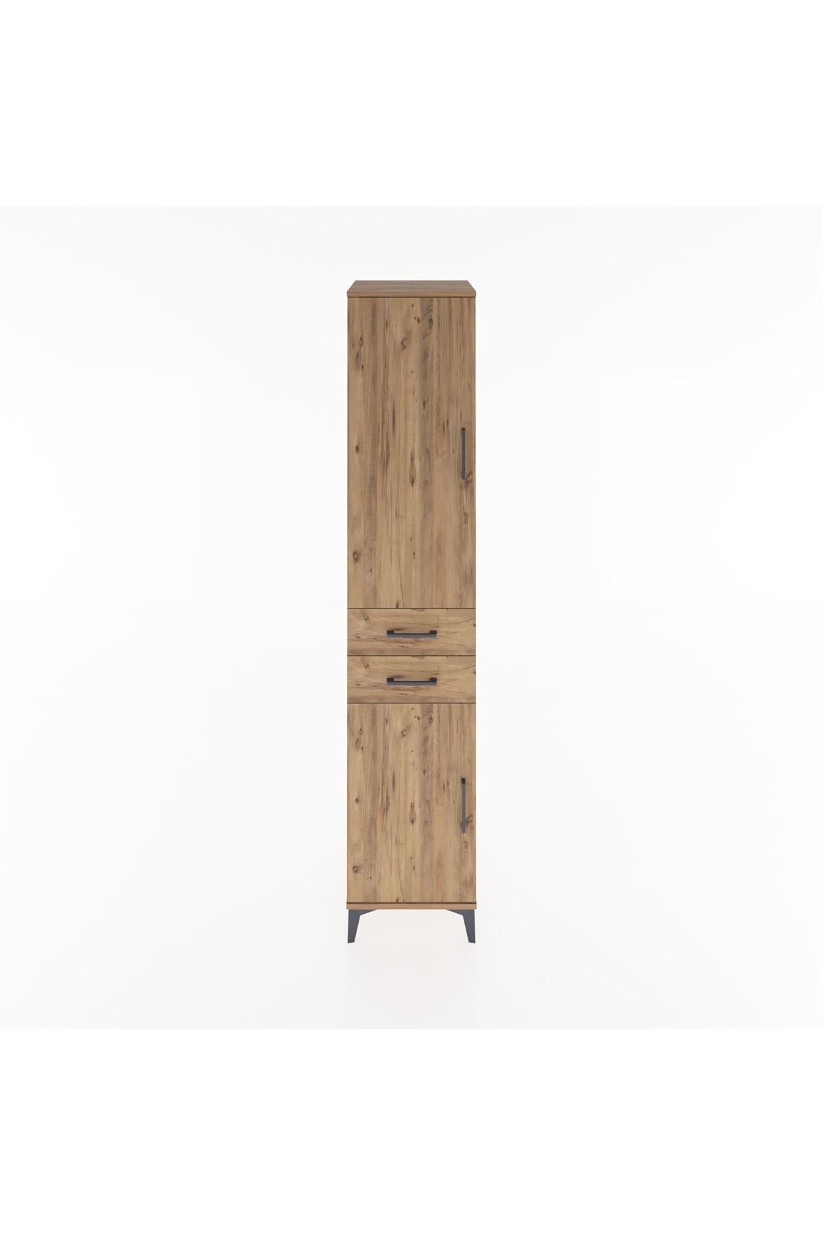 Hyperion Dolap 3 Raflı 2 Çekmeceli Tek Askılı 44x44x221 Çam-Çam