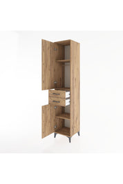 Hyperion Dolap 3 Raflı 2 Çekmeceli Tek Askılı 44x44x221 Çam-Çam