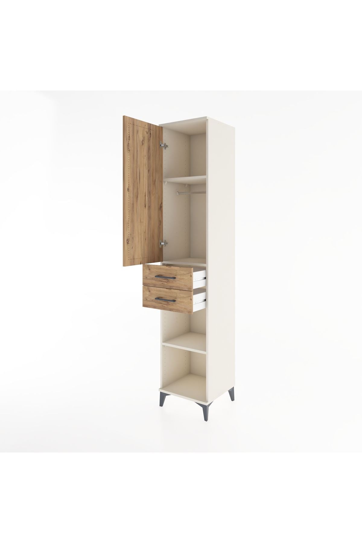 Hyperion Dolap 3 Raflı 2 Çekmeceli Tek Askılı 44x44x221 Aytaşı-Çam