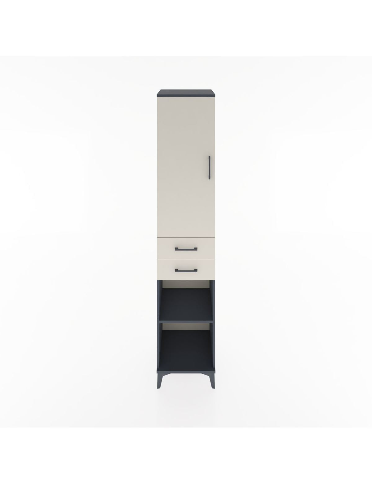 Hyperion Dolap 3 Raflı 2 Çekmeceli Tek Askılı 44x44x221 Antrasit-Aytaşı