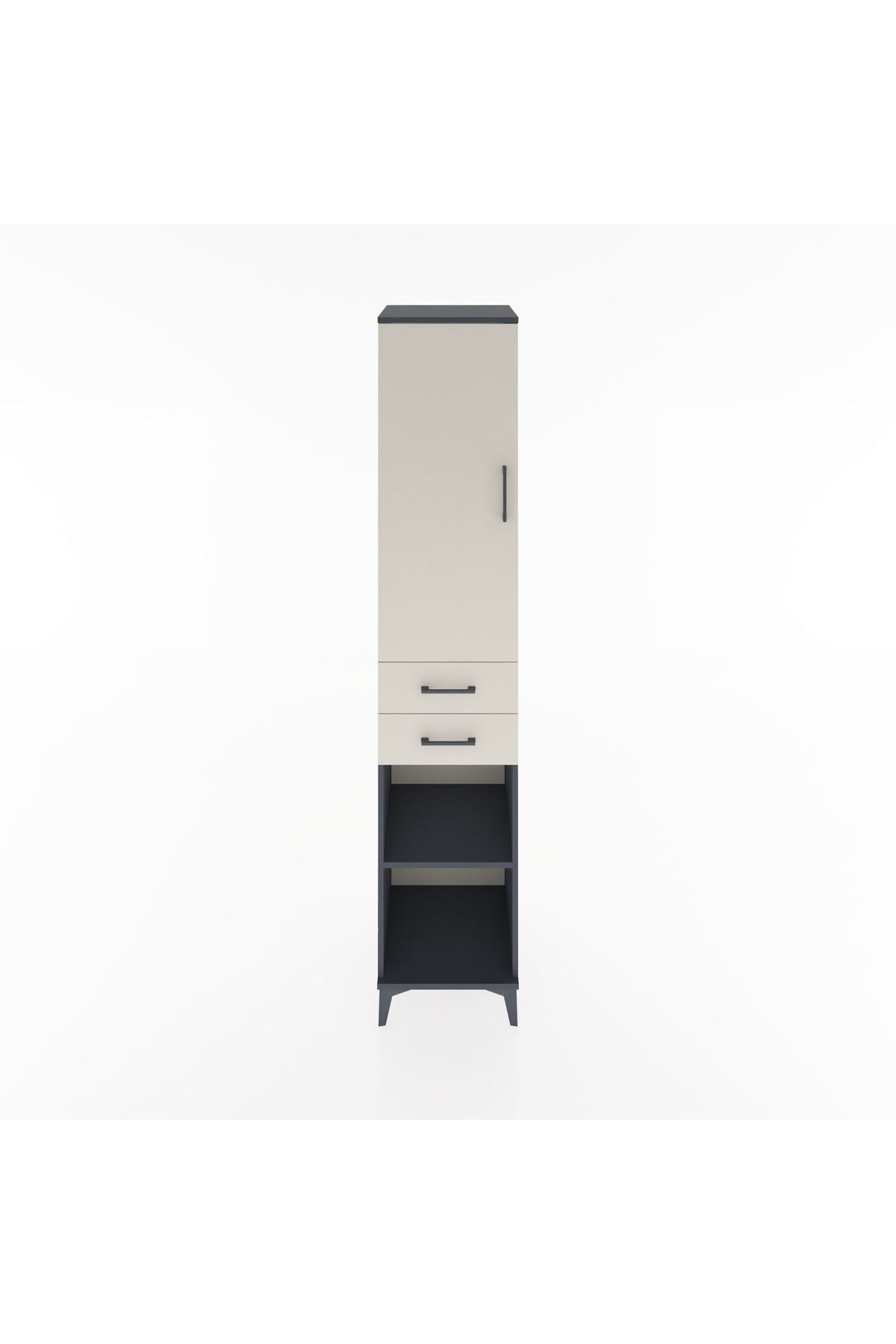 Hyperion Dolap 3 Raflı 2 Çekmeceli Tek Askılı 44x44x221 Antrasit-Aytaşı