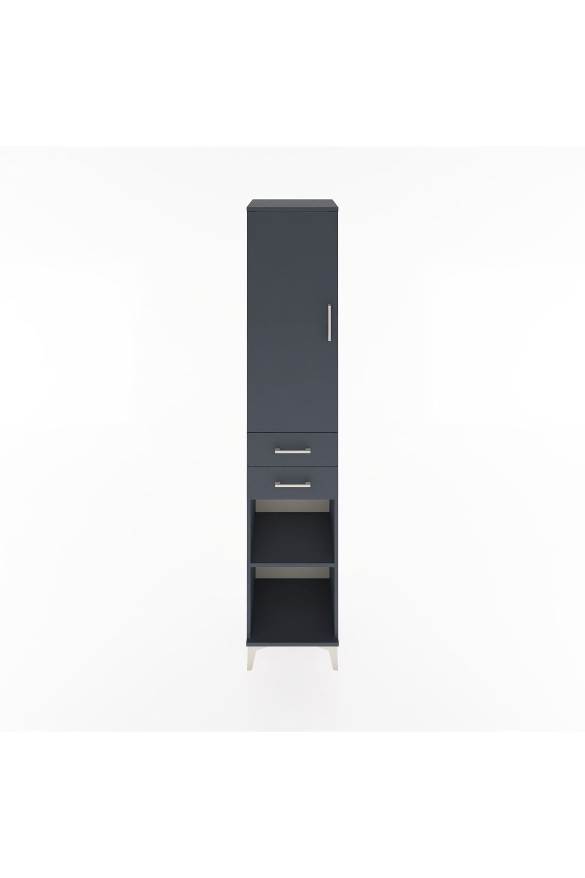 Hyperion Dolap 3 Raflı 2 Çekmeceli Tek Askılı 44x44x221 Antrasit-Antrasit