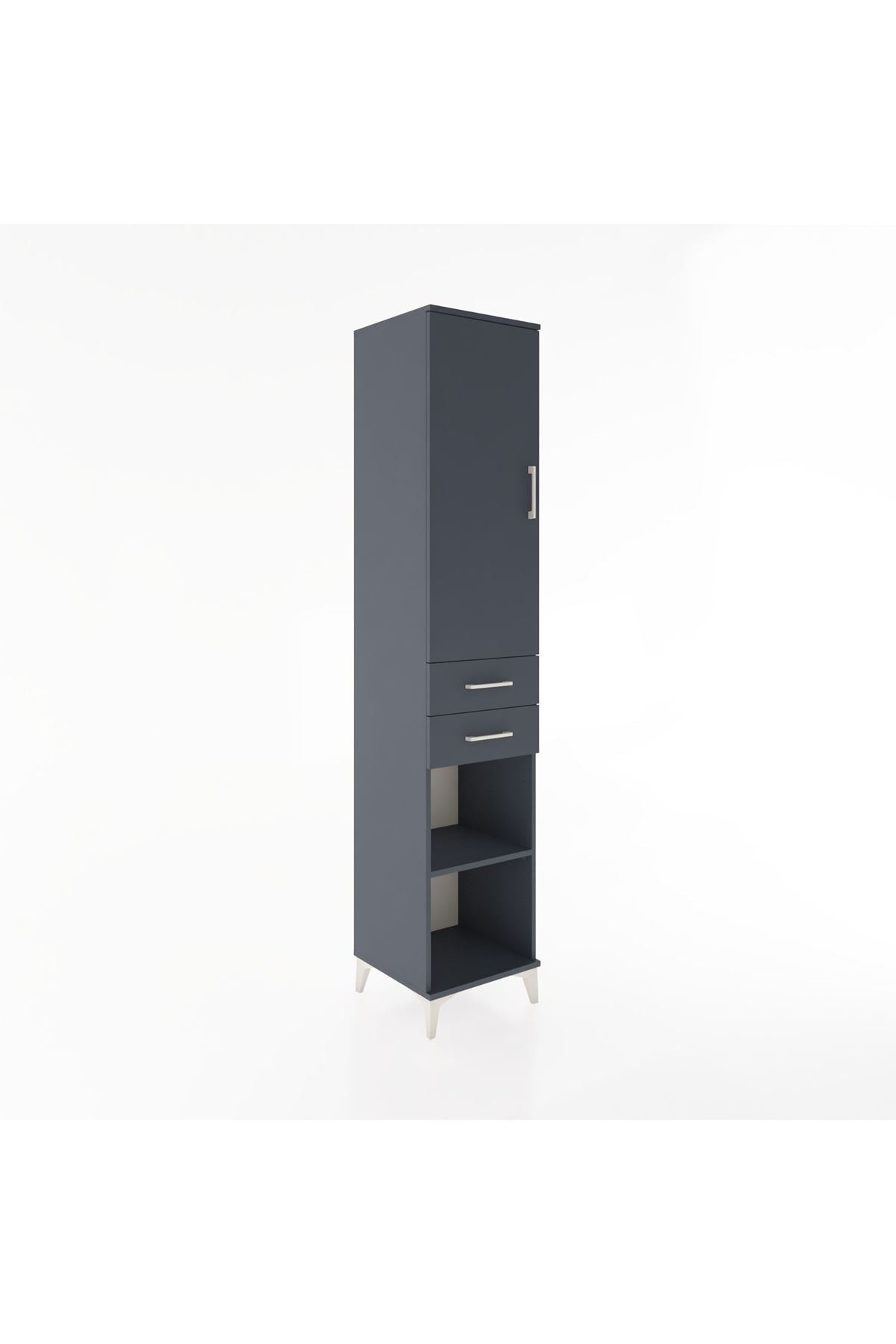 Hyperion Dolap 3 Raflı 2 Çekmeceli Tek Askılı 44x44x221 Antrasit-Antrasit