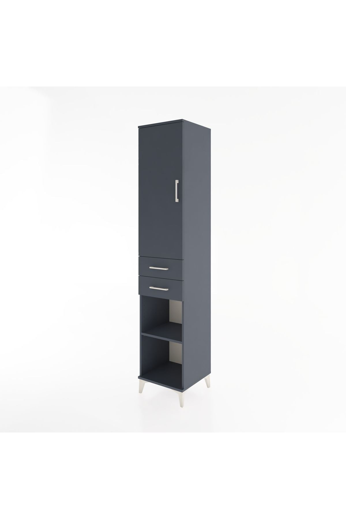 Hyperion Dolap 3 Raflı 2 Çekmeceli Tek Askılı 44x44x221 Antrasit-Antrasit