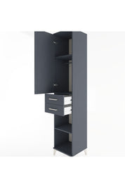 Hyperion Dolap 3 Raflı 2 Çekmeceli Tek Askılı 44x44x221 Antrasit-Antrasit