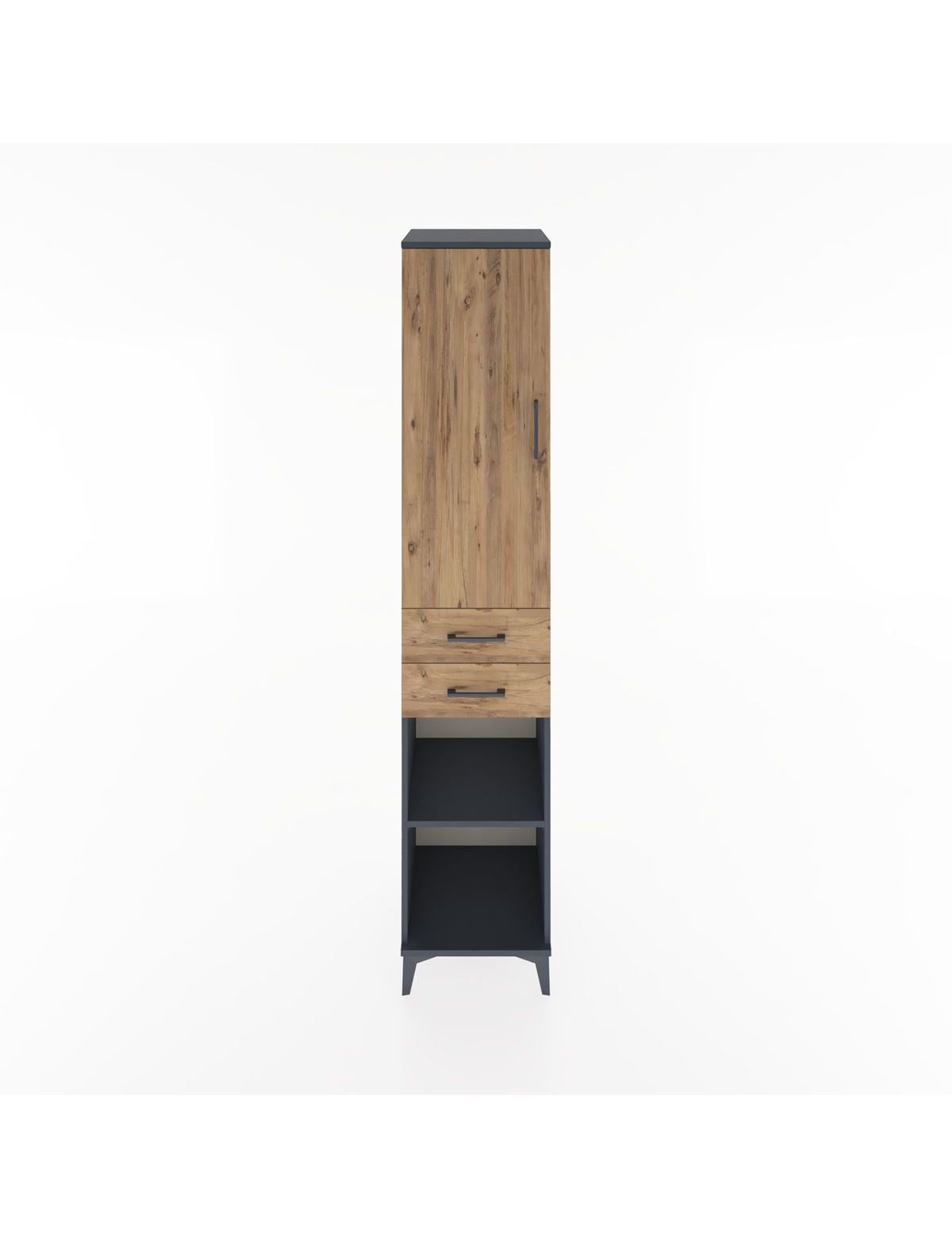 Hyperion Dolap 3 Raflı 2 Çekmeceli Tek Askılı 44x44x221 Antrasit-Çam