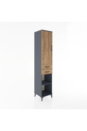 Hyperion Dolap 3 Raflı 2 Çekmeceli Tek Askılı 44x44x221 Antrasit-Çam