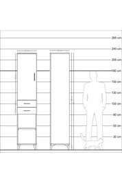 Hyperion Dolap 3 Raflı 2 Çekmeceli Tek Askılı 44x44x221 Antrasit-Çam
