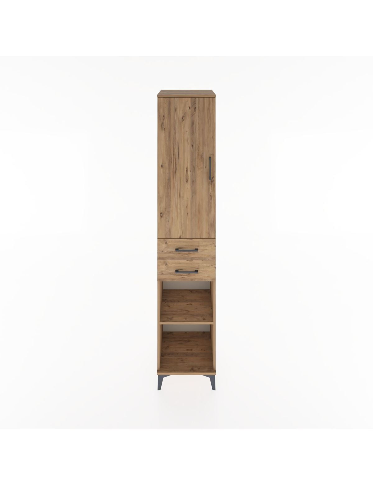 Hyperion Dolap 3 Raflı 2 Çekmeceli Tek Askılı 44x44x221 Çam-Çam