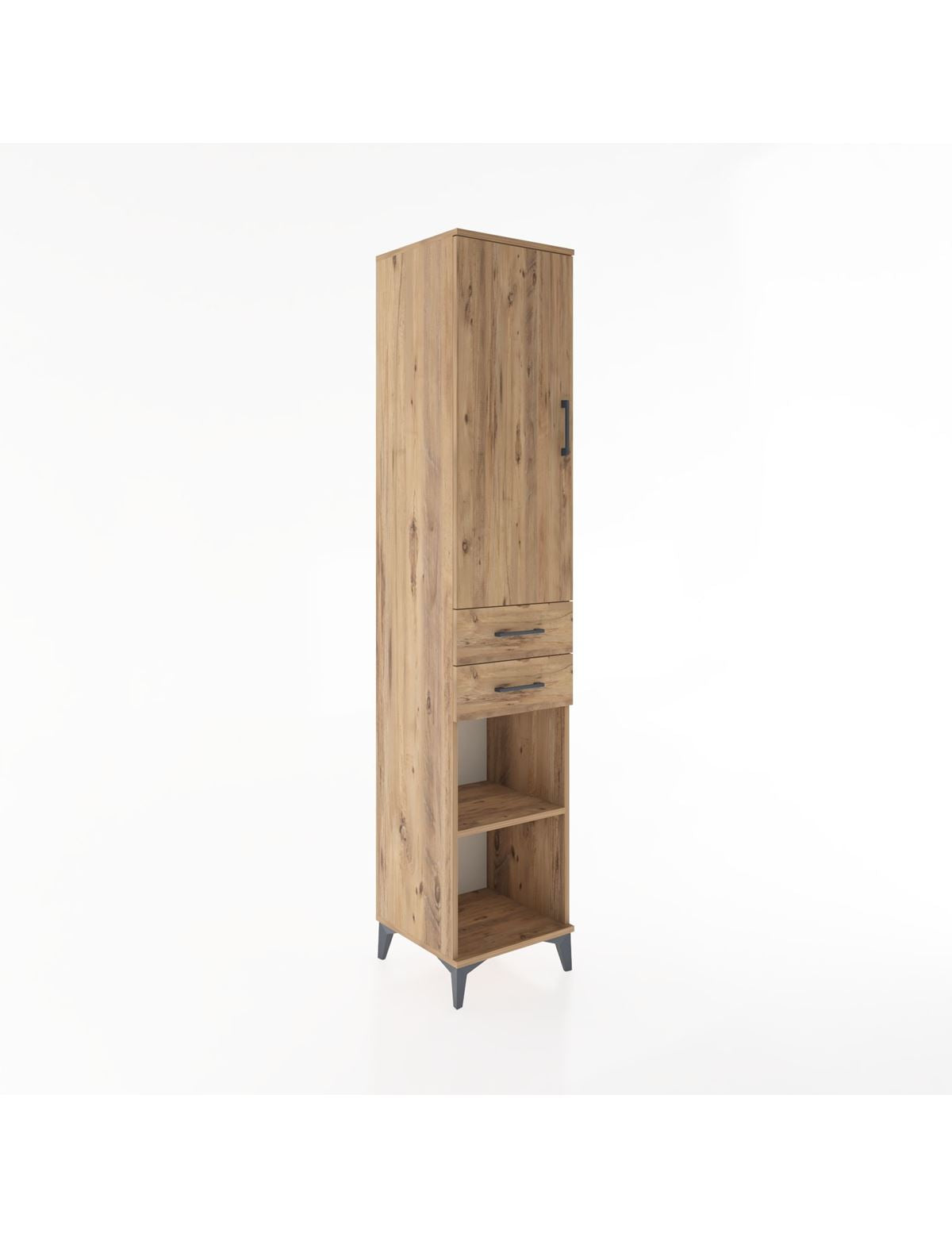 Hyperion Dolap 3 Raflı 2 Çekmeceli Tek Askılı 44x44x221 Çam-Çam