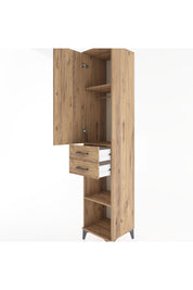 Hyperion Dolap 3 Raflı 2 Çekmeceli Tek Askılı 44x44x221 Çam-Çam