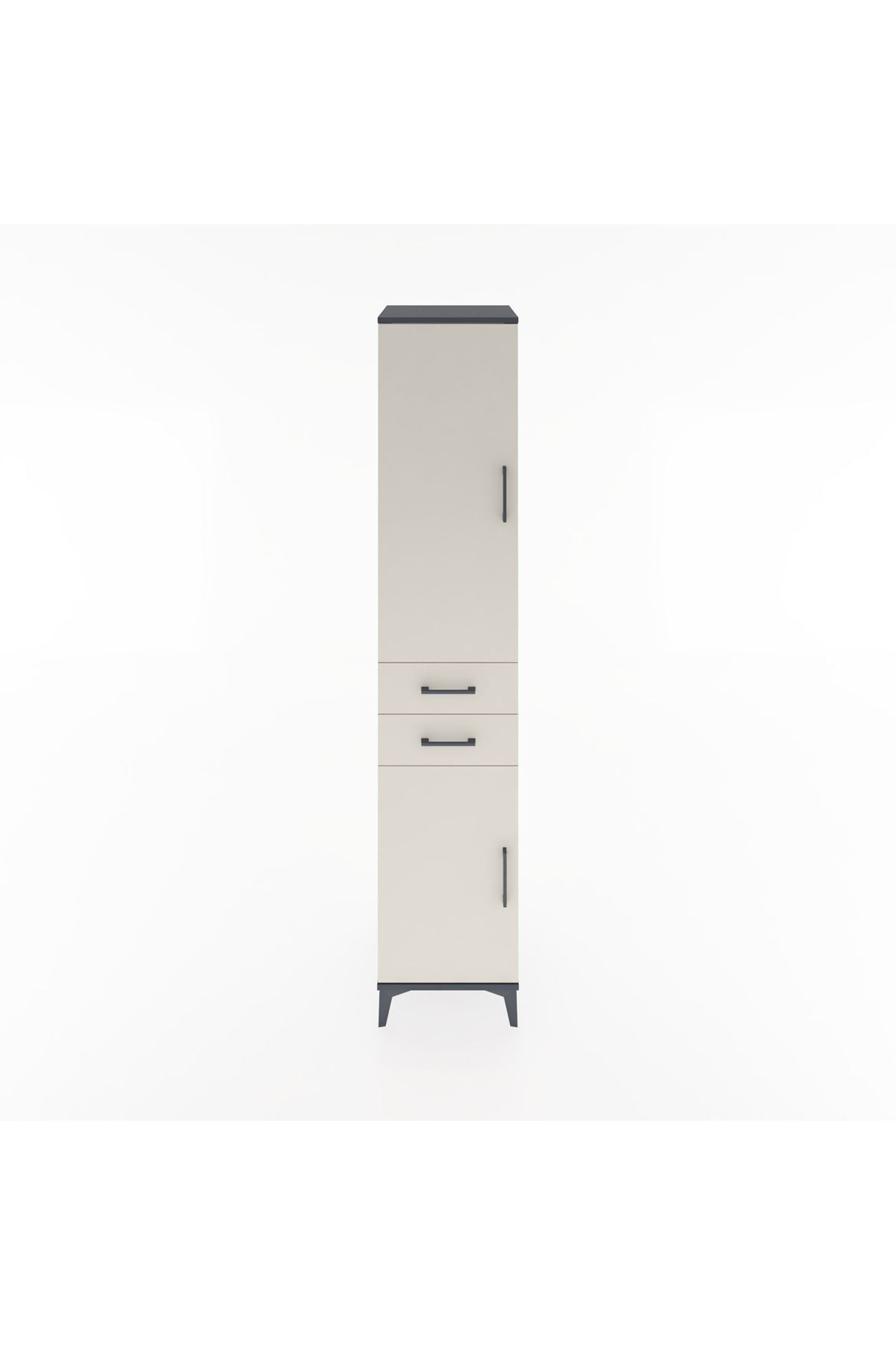 Hyperion Dolap 4 Raflı 2 Çekmeceli 2 Kapaklı 44x44x221 Antrasit-Aytaşı