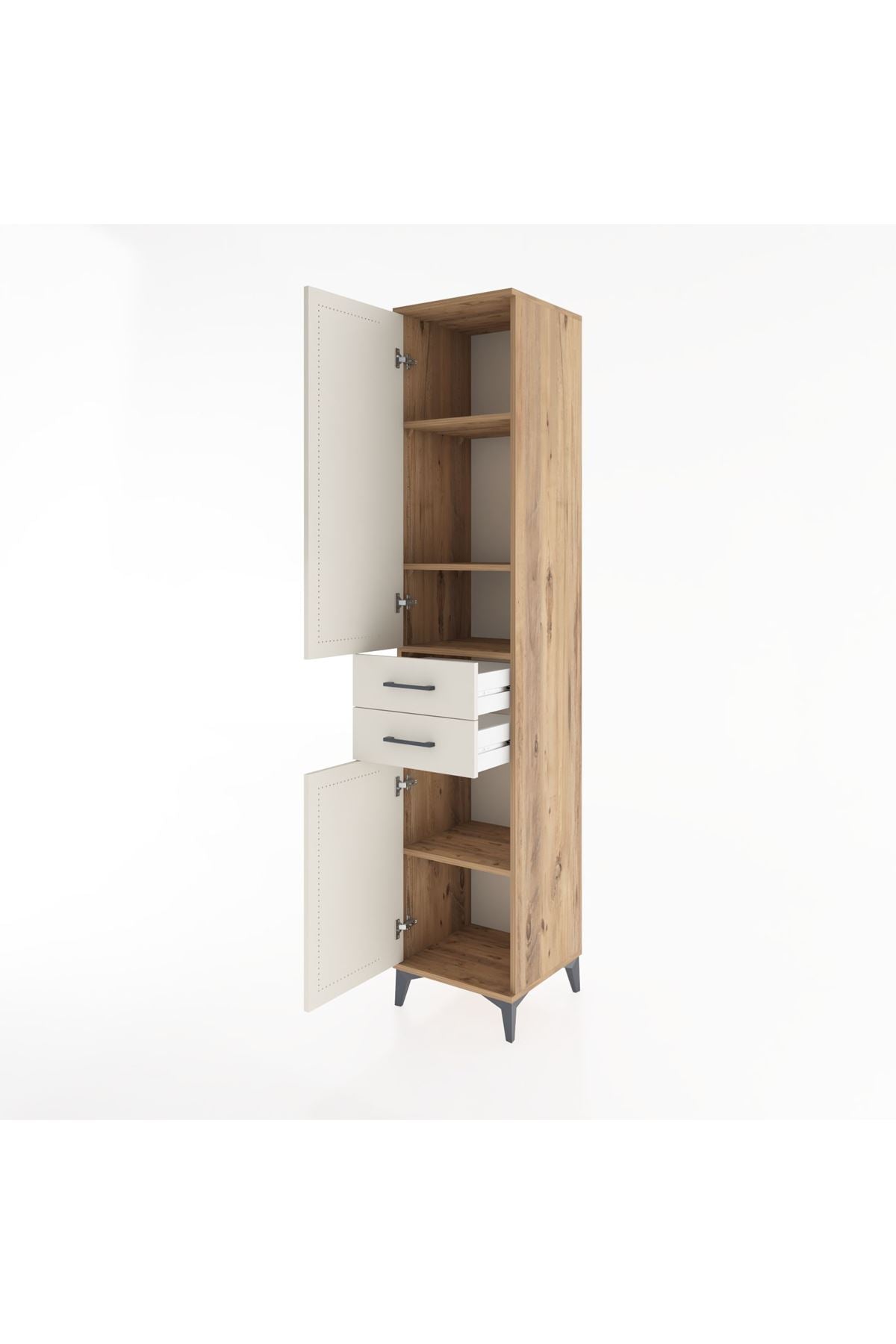Hyperion Dolap 4 Raflı 2 Çekmeceli 2 Kapaklı 44x44x221 Çam-Aytaşı