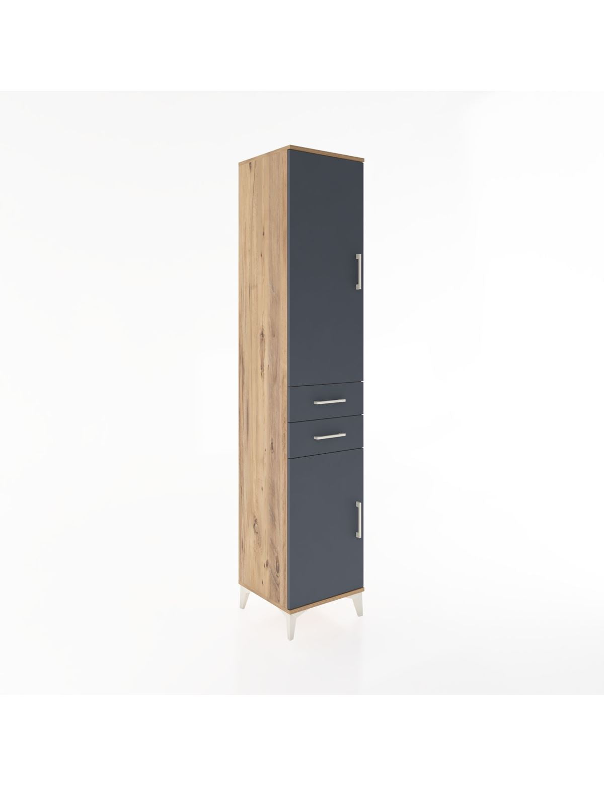 Hyperion Dolap 4 Raflı 2 Çekmeceli 2 Kapaklı 44x44x221 Çam-Antrasit