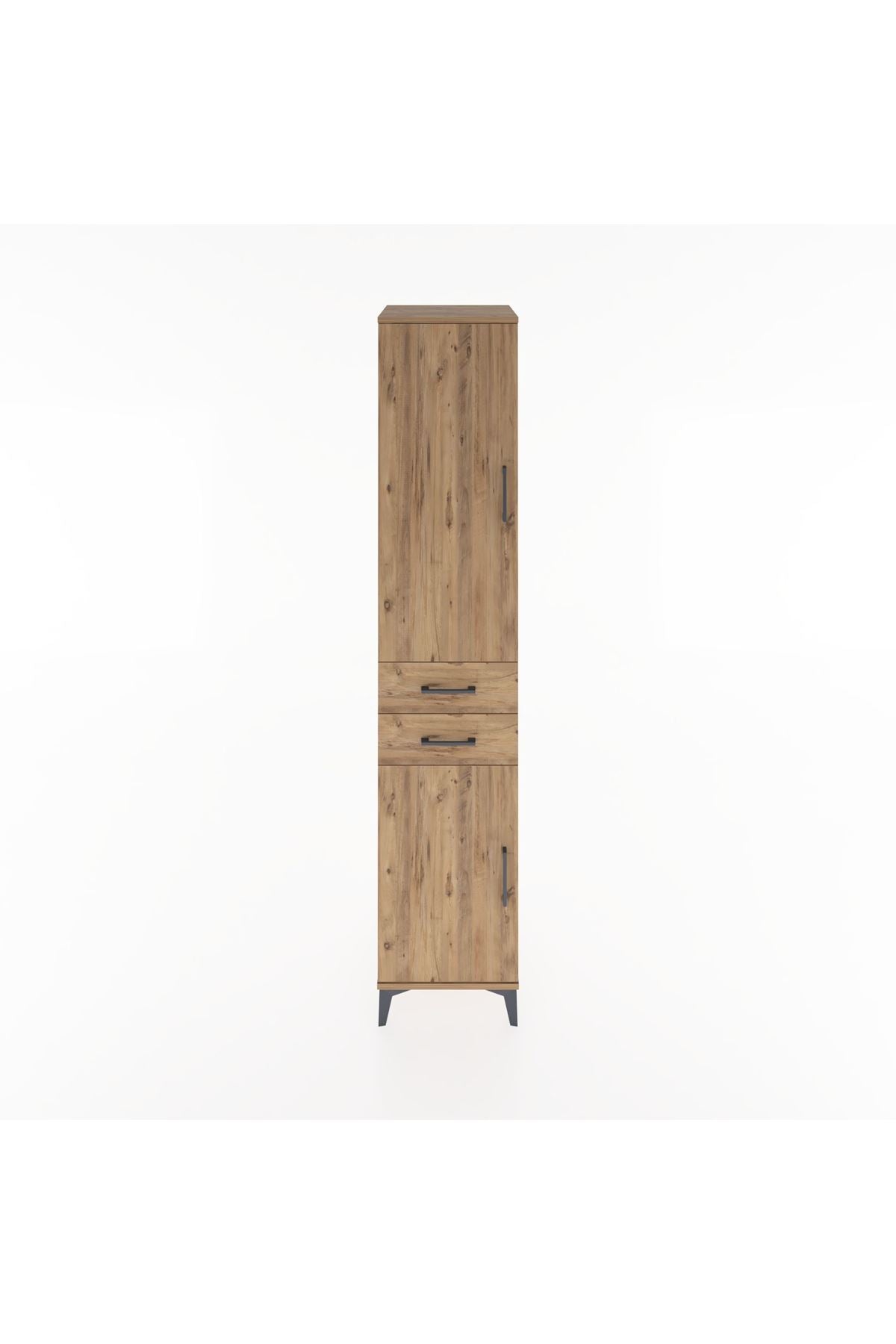 Hyperion Dolap 4 Raflı 2 Çekmeceli 2 Kapaklı 44x44x221 Çam-Çam