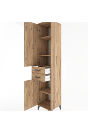 Hyperion Dolap 4 Raflı 2 Çekmeceli 2 Kapaklı 44x44x221 Çam-Çam