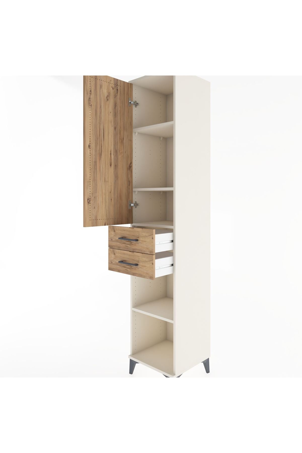 Hyperion Dolap 4 Raflı 2 Çekmeceli Tek Kapaklı 44x44x221 - S61M185V3B