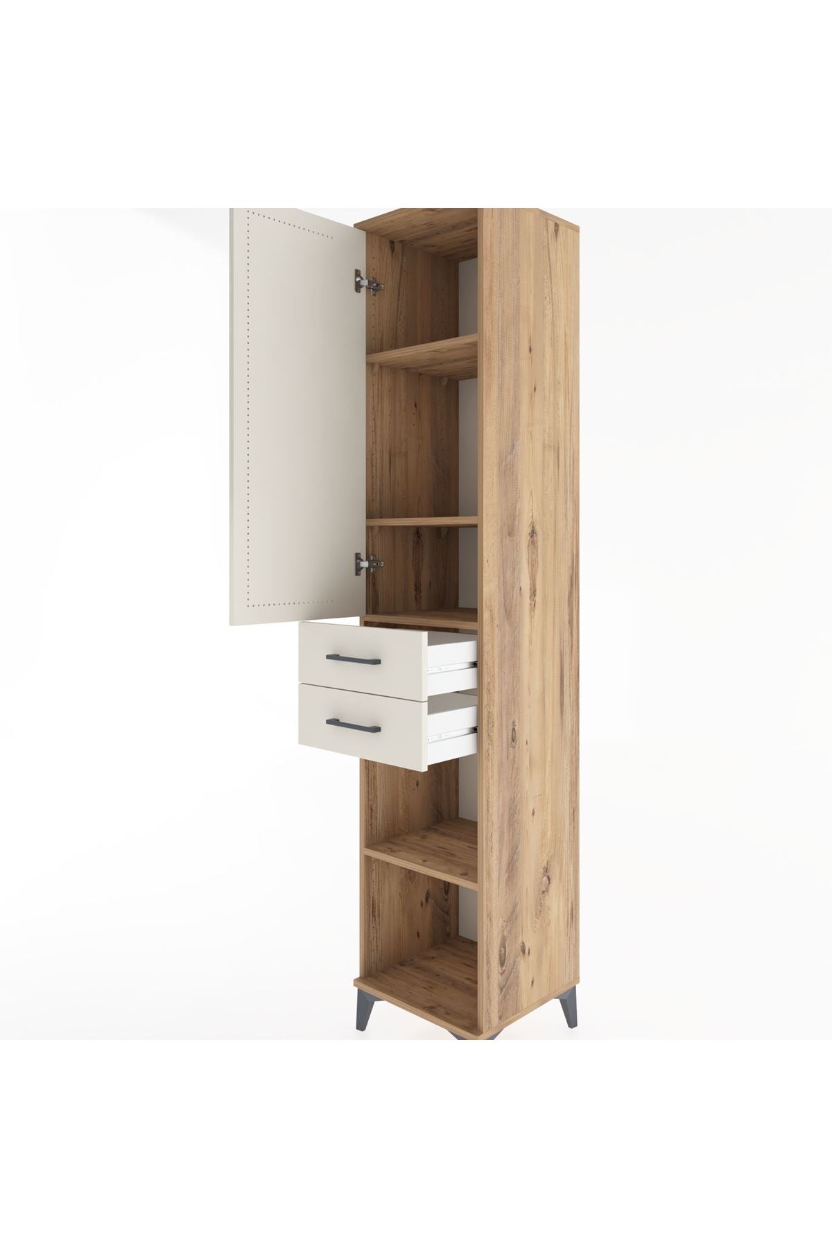 Hyperion Dolap 4 Raflı 2 Çekmeceli Tek Kapaklı 44x44x221 - S61M185V7B