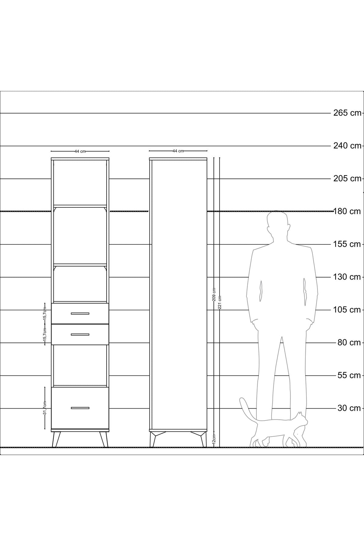 Hyperion Dolap 4 Raflı 3 Çekmeceli 44x44x221 - S61M191V9B