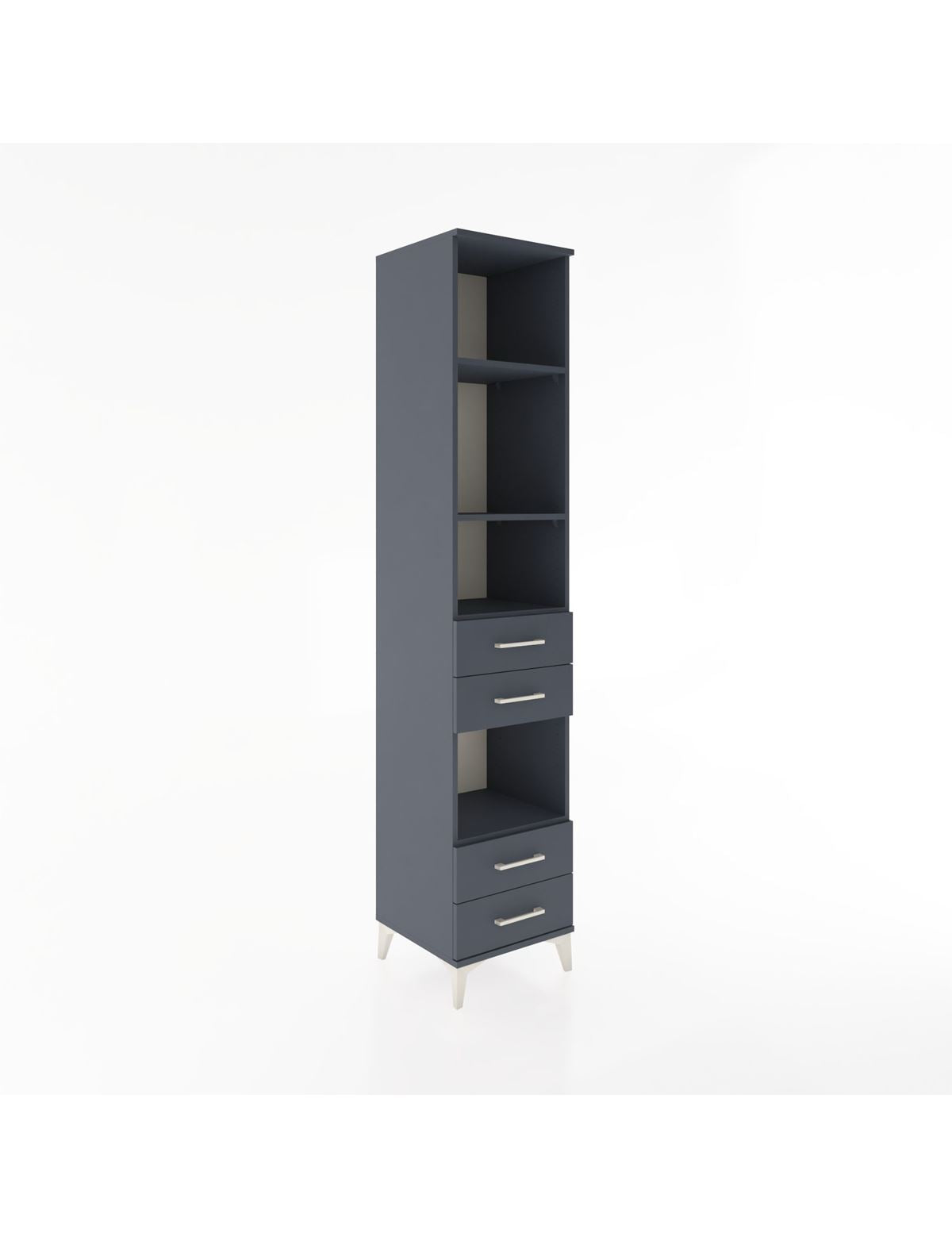 Hyperion Dolap 4 Raflı 4 Çekmeceli 44x44x221 Antrasit-Antrasit