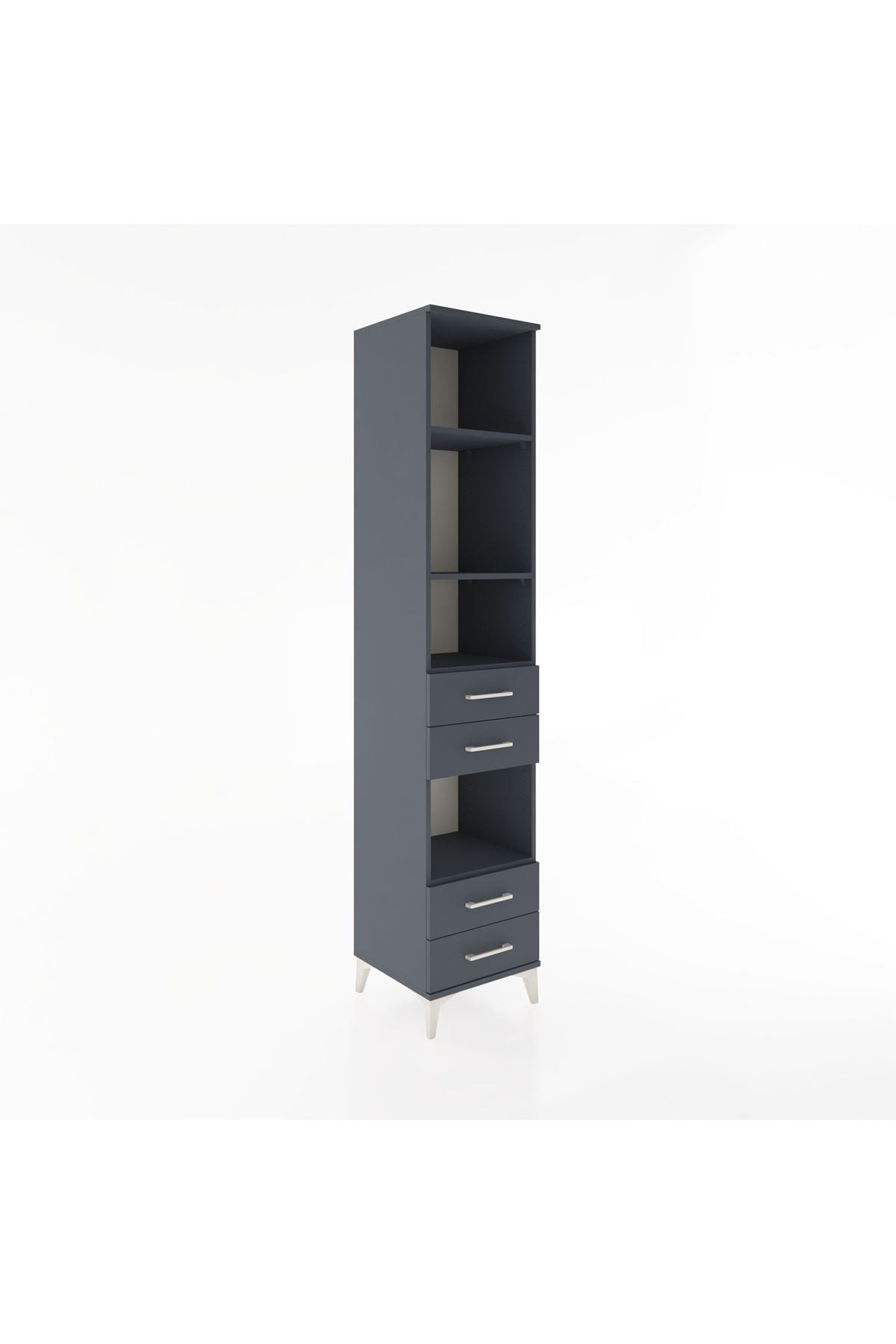 Hyperion Dolap 4 Raflı 4 Çekmeceli 44x44x221 Antrasit-Antrasit