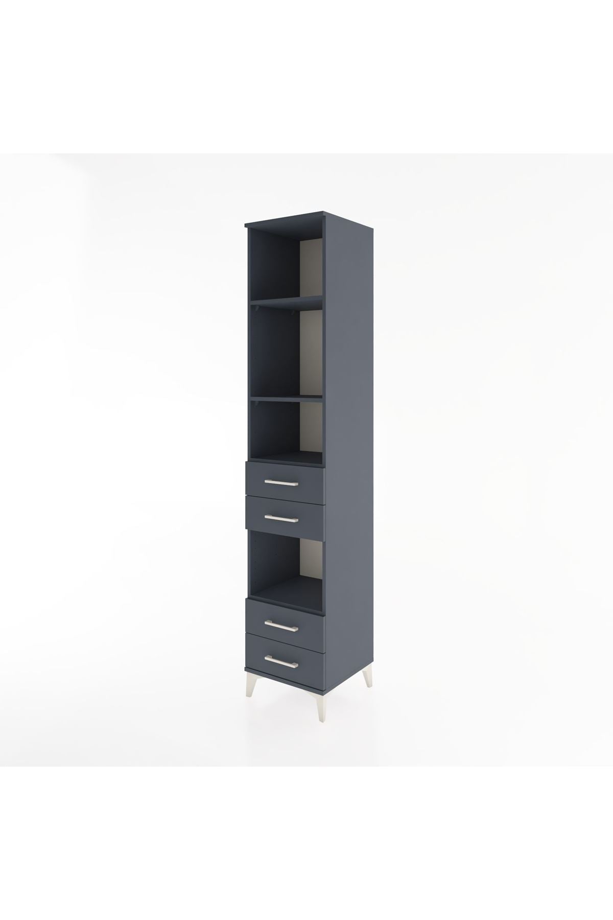 Hyperion Dolap 4 Raflı 4 Çekmeceli 44x44x221 Antrasit-Antrasit