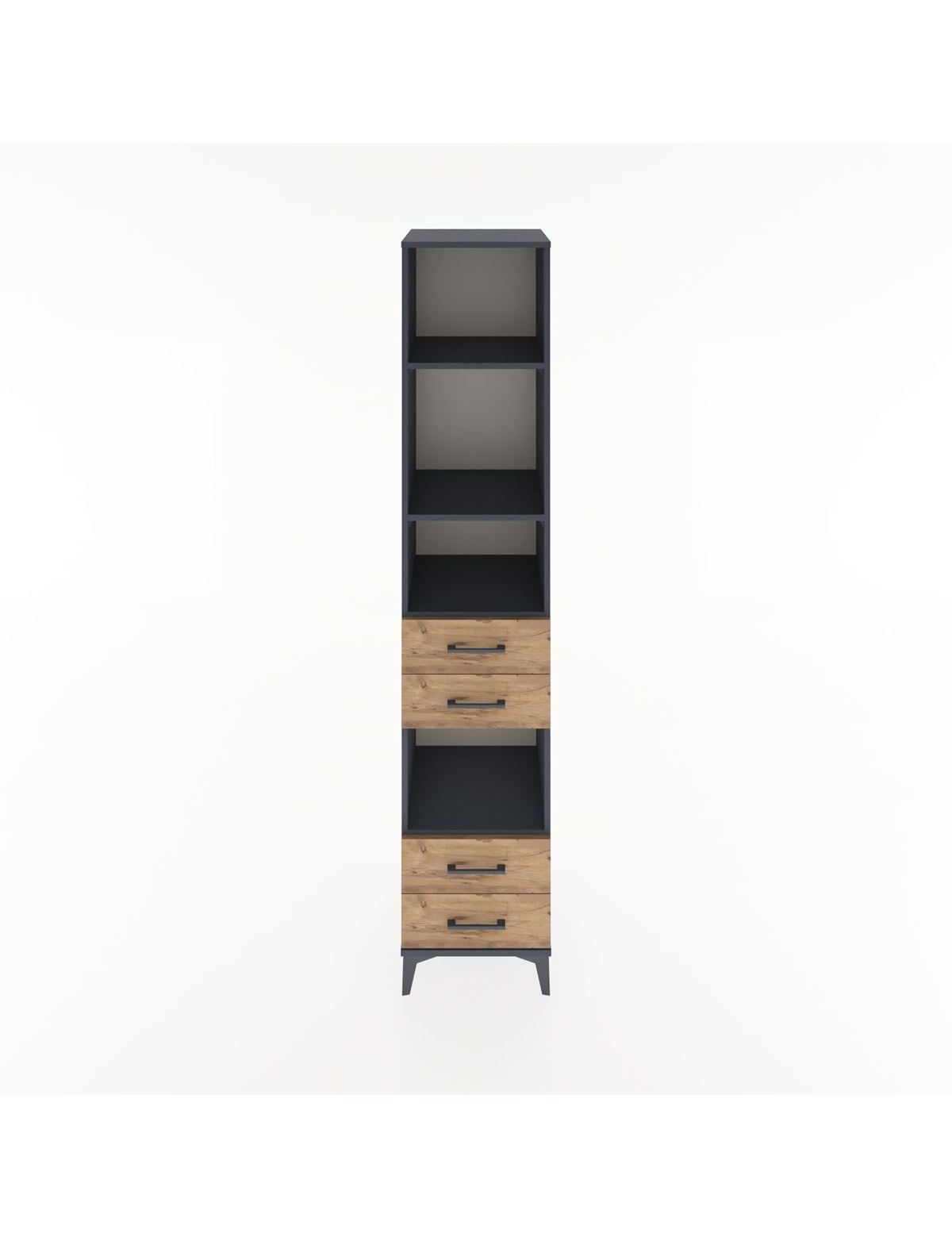 Hyperion Dolap 4 Raflı 4 Çekmeceli 44x44x221 Antrasit-Çam