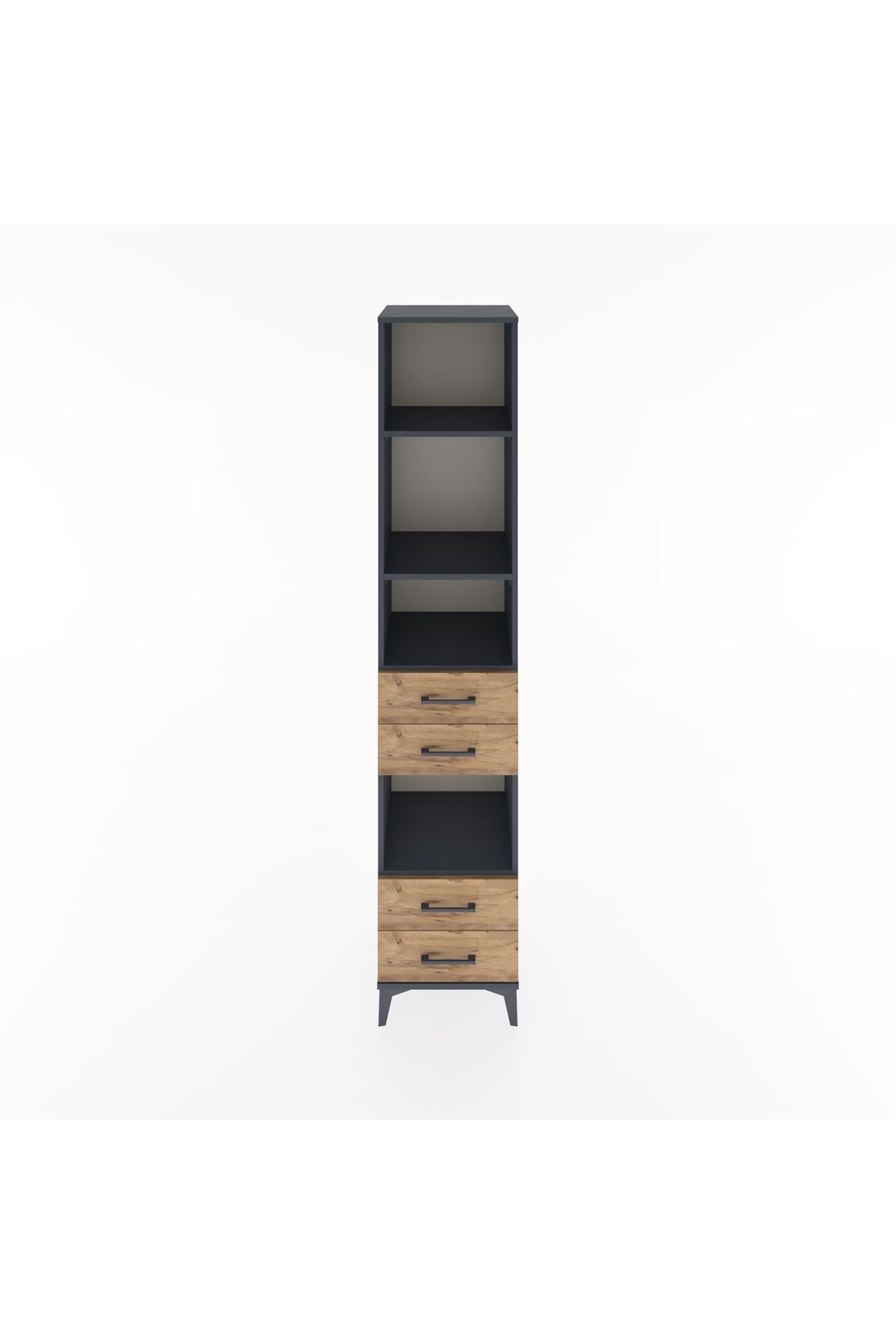 Hyperion Dolap 4 Raflı 4 Çekmeceli 44x44x221 Antrasit-Çam