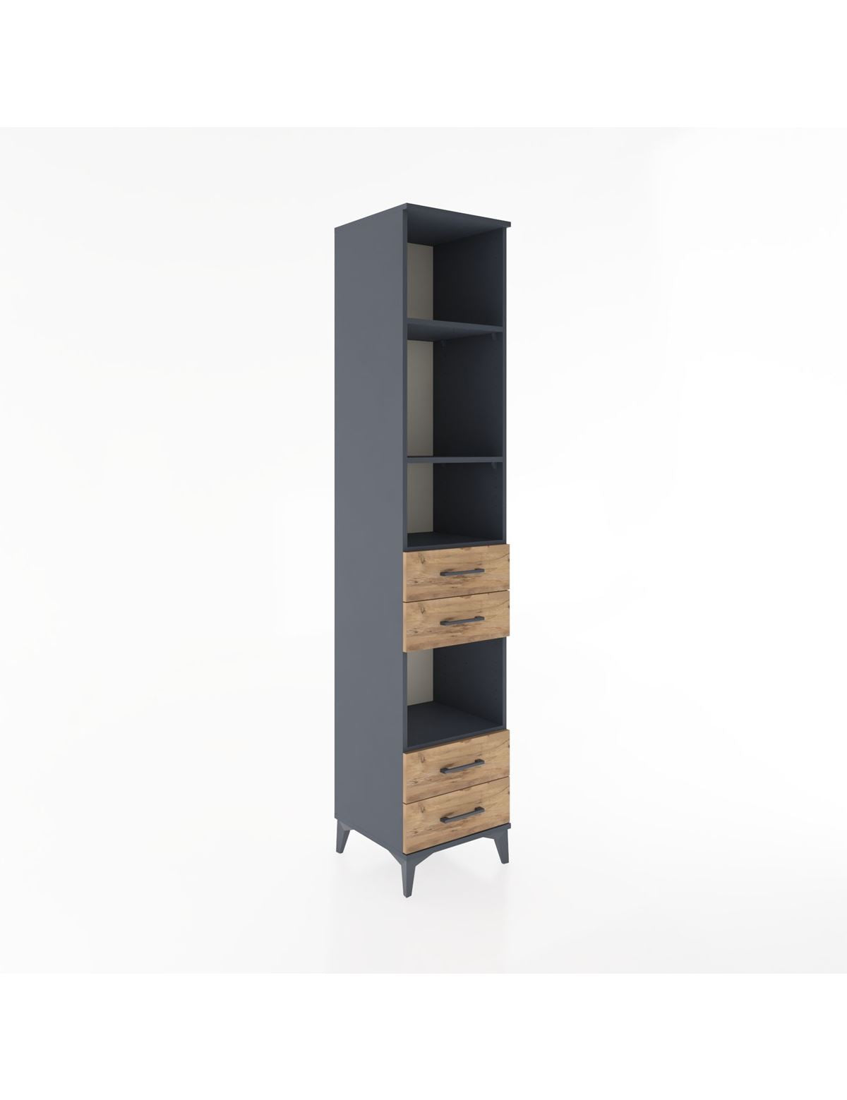 Hyperion Dolap 4 Raflı 4 Çekmeceli 44x44x221 Antrasit-Çam