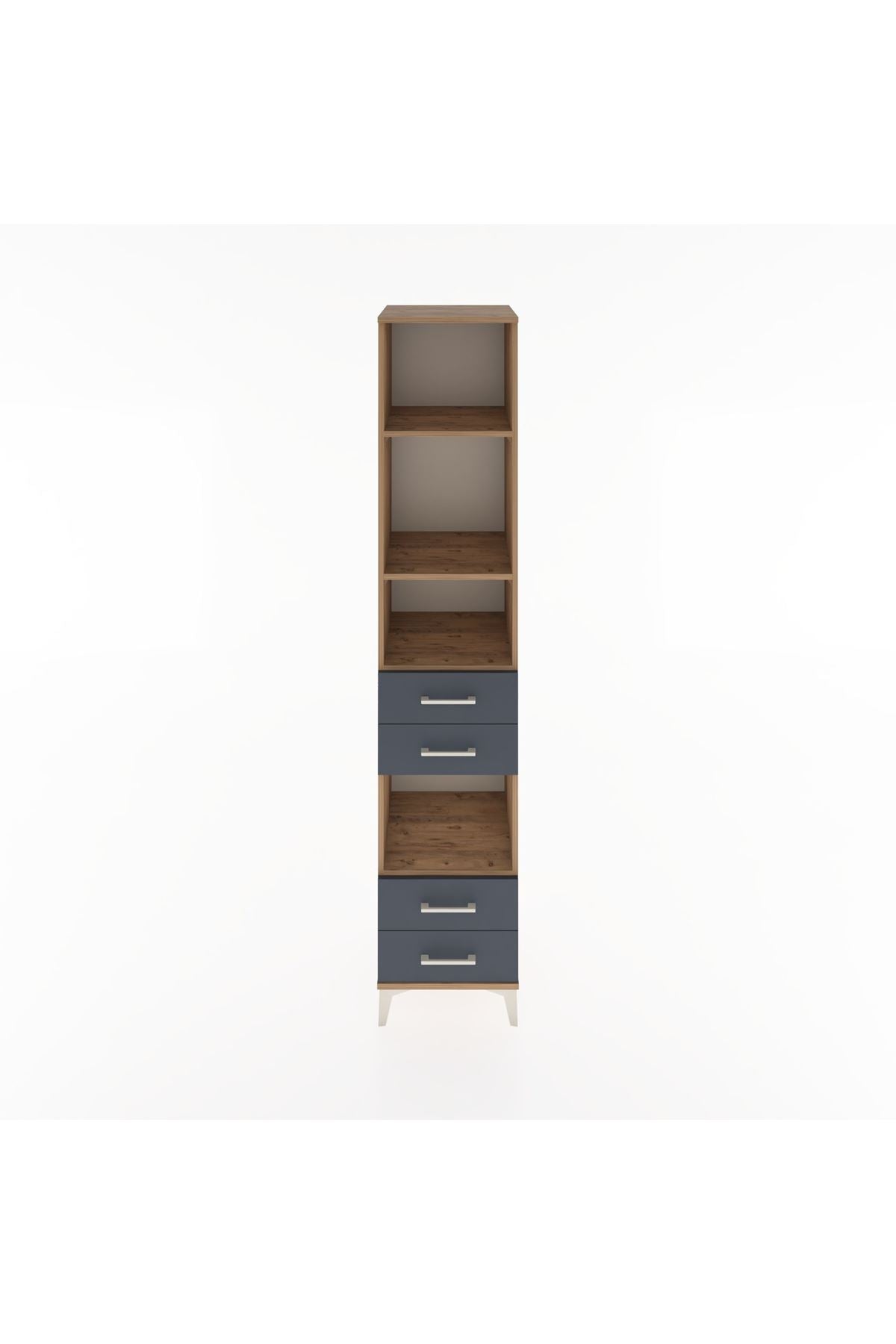 Hyperion Dolap 4 Raflı 4 Çekmeceli 44x44x221 Çam-Antrasit