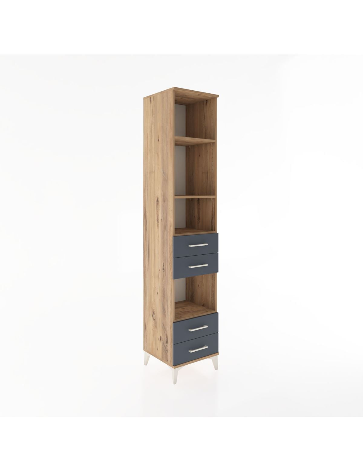 Hyperion Dolap 4 Raflı 4 Çekmeceli 44x44x221 Çam-Antrasit