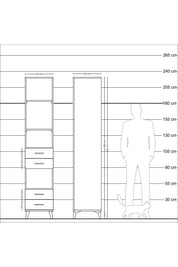 Hyperion Dolap 4 Raflı 4 Çekmeceli 44x44x221 Çam-Antrasit