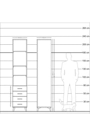 Hyperion Dolap 4 Raflı 4 Çekmeceli 44x44x221 Aytaşı-Antrasit