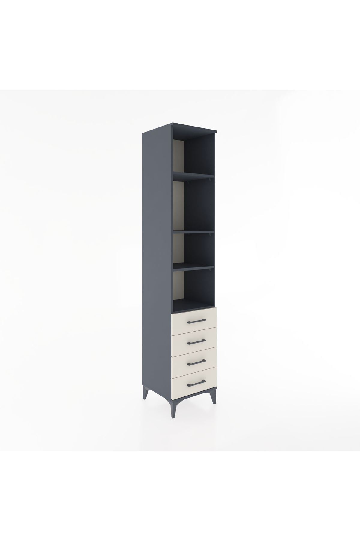 Hyperion Dolap 4 Raflı 4 Çekmeceli 44x44x221 Antrasit-Aytaşı