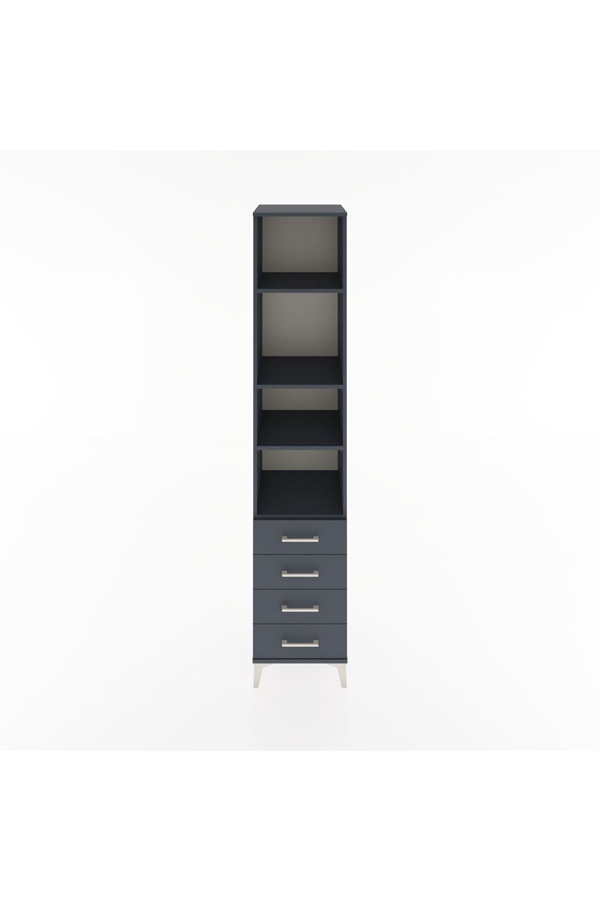 Hyperion Dolap 4 Raflı 4 Çekmeceli 44x44x221 Antrasit-Antrasit