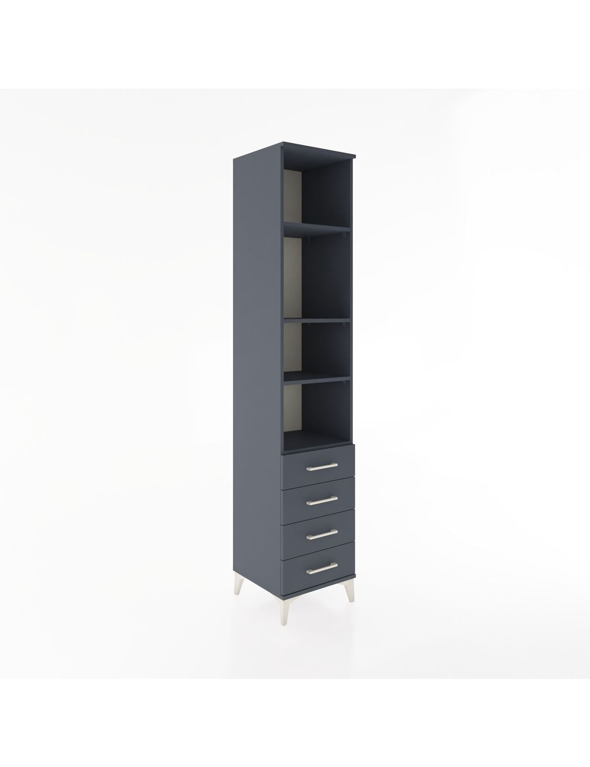 Hyperion Dolap 4 Raflı 4 Çekmeceli 44x44x221 Antrasit-Antrasit