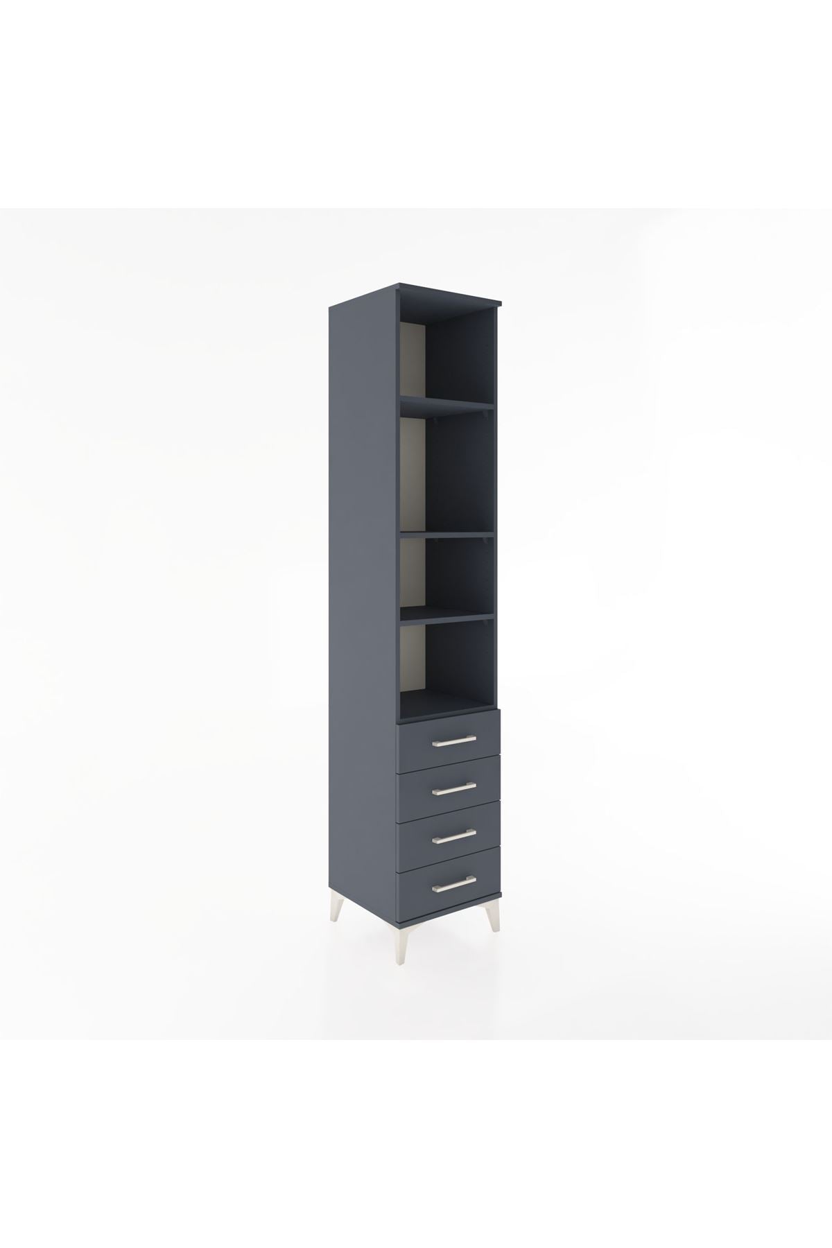 Hyperion Dolap 4 Raflı 4 Çekmeceli 44x44x221 Antrasit-Antrasit