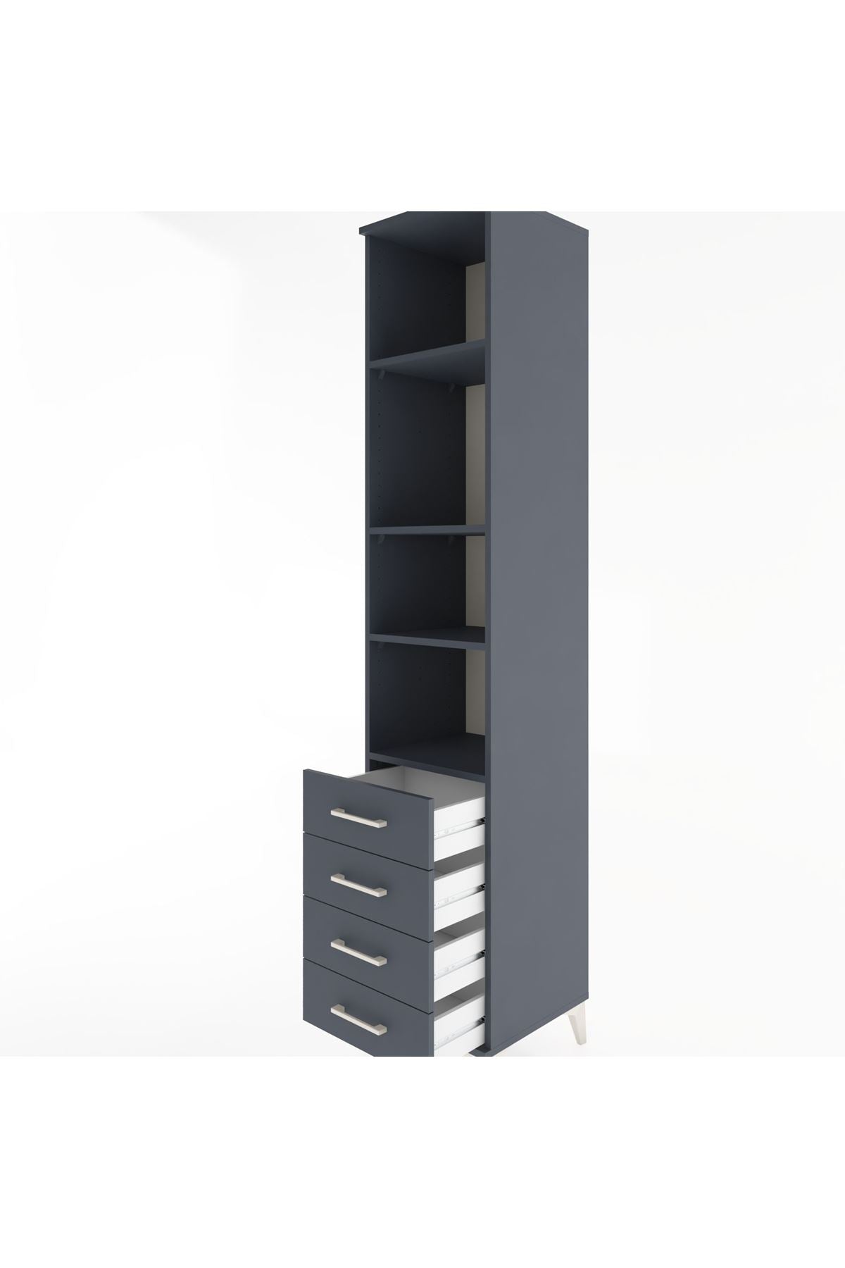 Hyperion Dolap 4 Raflı 4 Çekmeceli 44x44x221 Antrasit-Antrasit