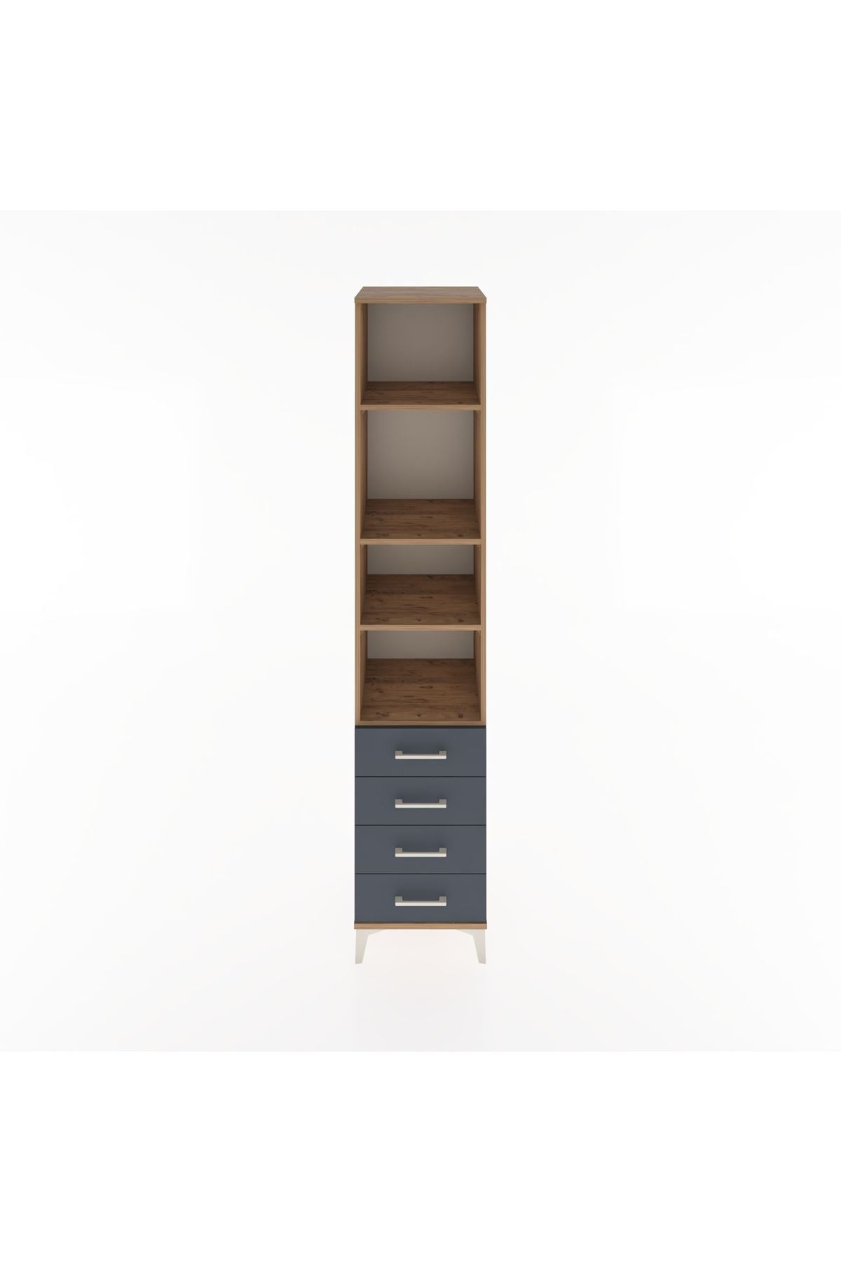 Hyperion Dolap 4 Raflı 4 Çekmeceli 44x44x221 Çam-Antrasit