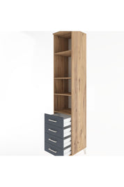 Hyperion Dolap 4 Raflı 4 Çekmeceli 44x44x221 Çam-Antrasit