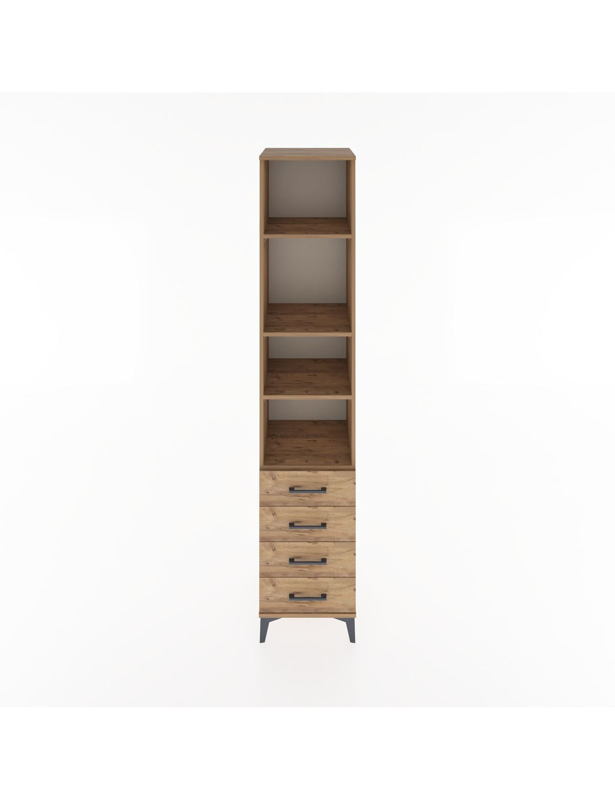 Hyperion Dolap 4 Raflı 4 Çekmeceli 44x44x221 Çam-Çam