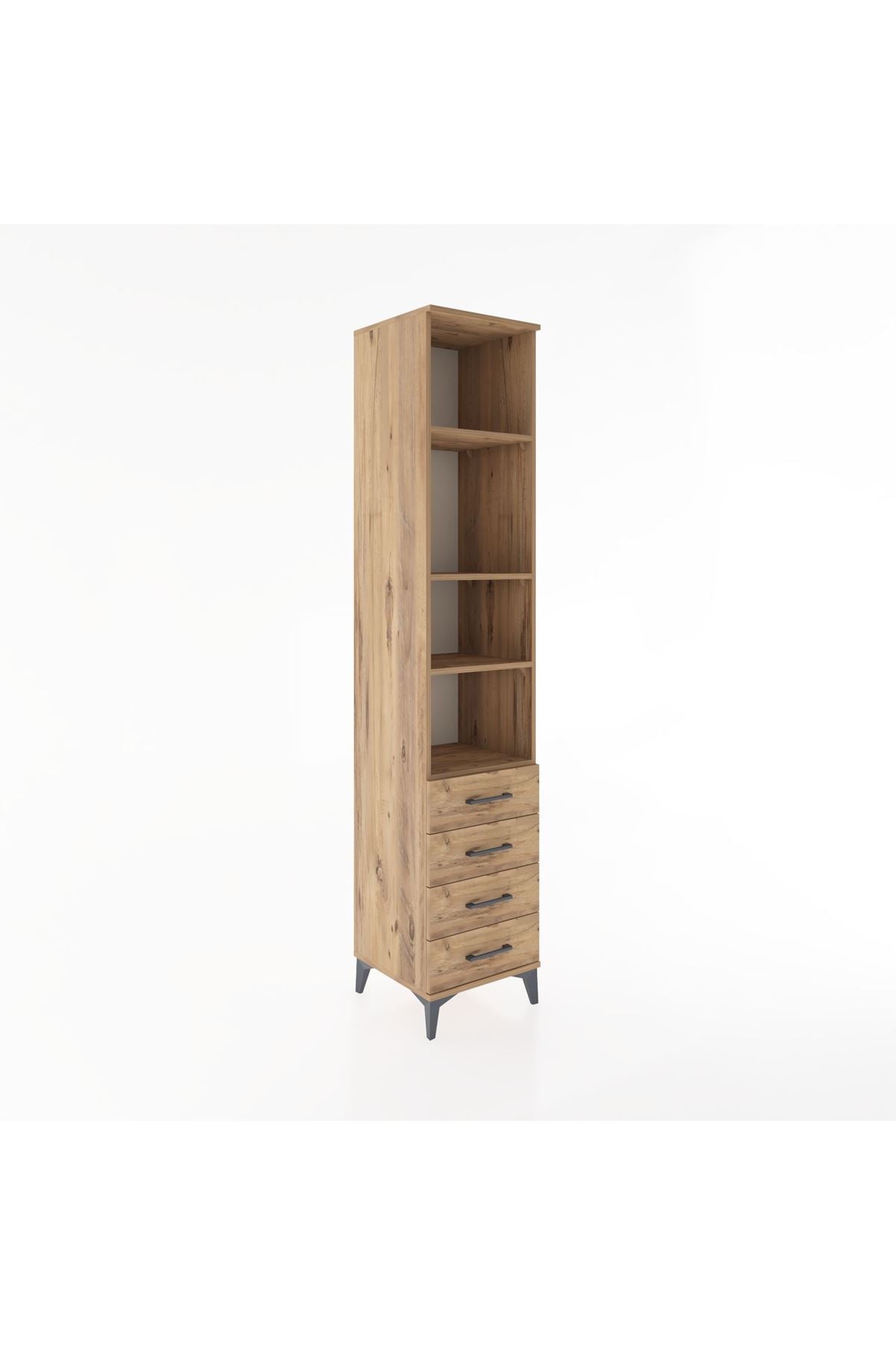 Hyperion Dolap 4 Raflı 4 Çekmeceli 44x44x221 Çam-Çam