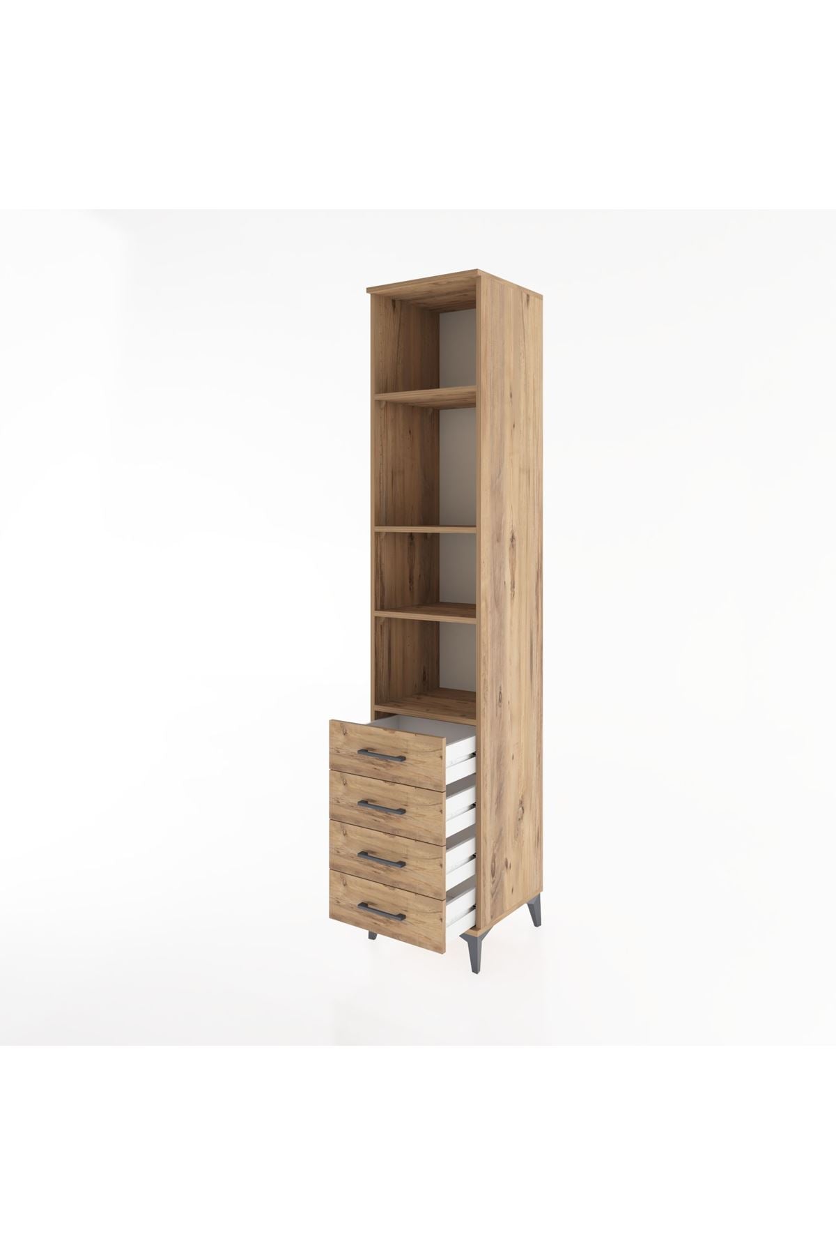 Hyperion Dolap 4 Raflı 4 Çekmeceli 44x44x221 Çam-Çam