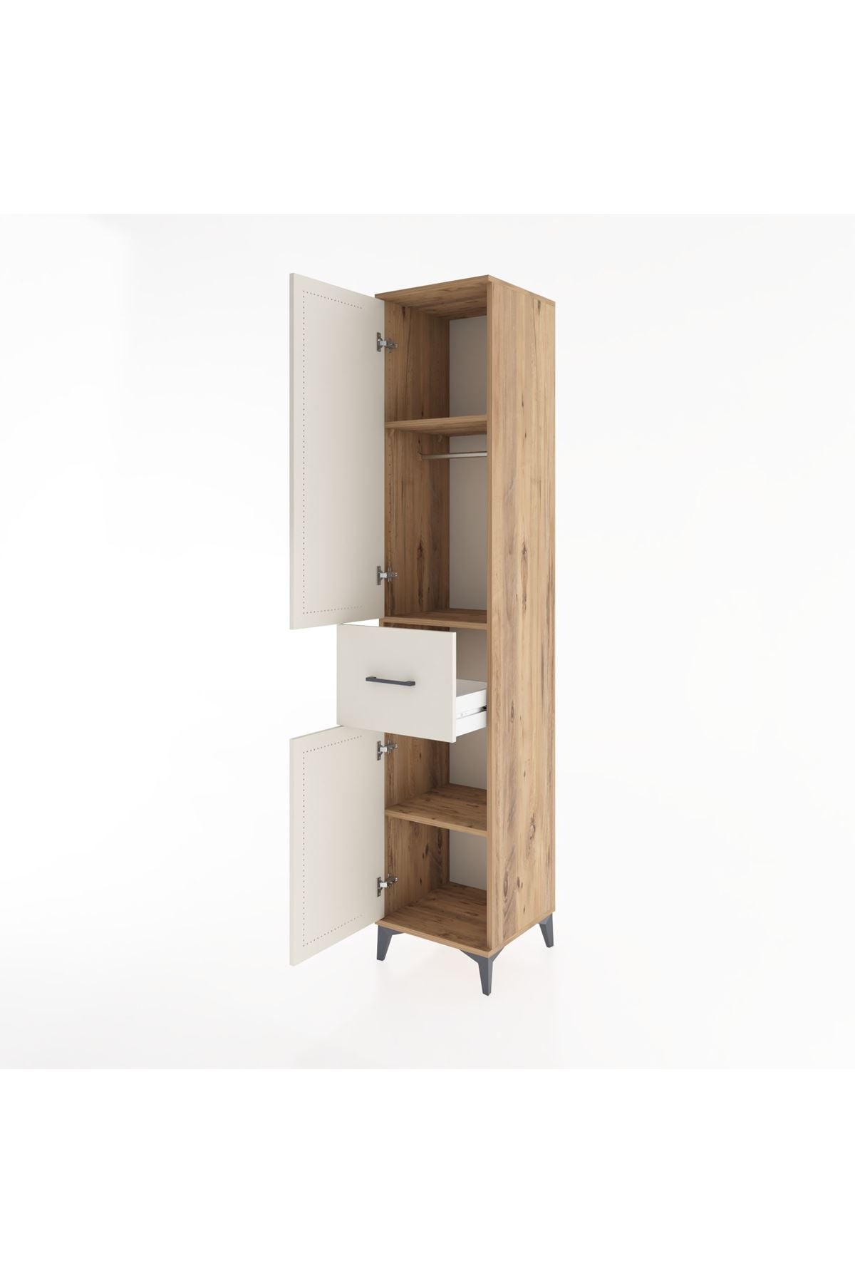 Hyperion Dolap 3 Raflı Tek Çekmeceli Tek Askılı 44x44x221 Çam-Aytaşı