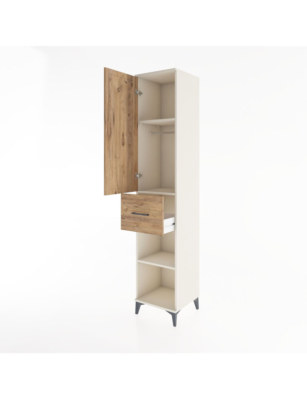 Hyperion Dolap 3 Raflı Tek Çekmeceli Tek Askılı 44x44x221 - S61M203V3B