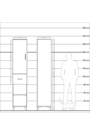 Hyperion Dolap 3 Raflı Tek Çekmeceli Tek Askılı 44x44x221 Aytaşı-Çam