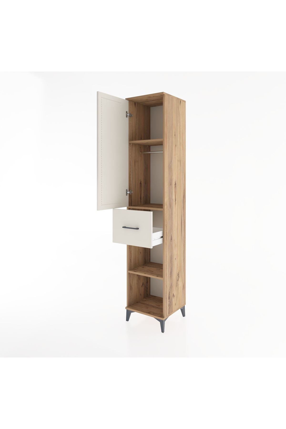 Hyperion Dolap 3 Raflı Tek Çekmeceli Tek Askılı 44x44x221 Çam-Aytaşı
